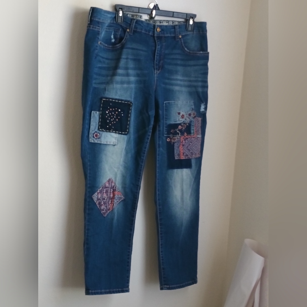 Vintage America Blues Bestie Jeans Women 18WR/34 Blue Patchwork Casual Academia